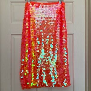 Anthropologies organe sequined midi skirt, 6, side slit, 31” long